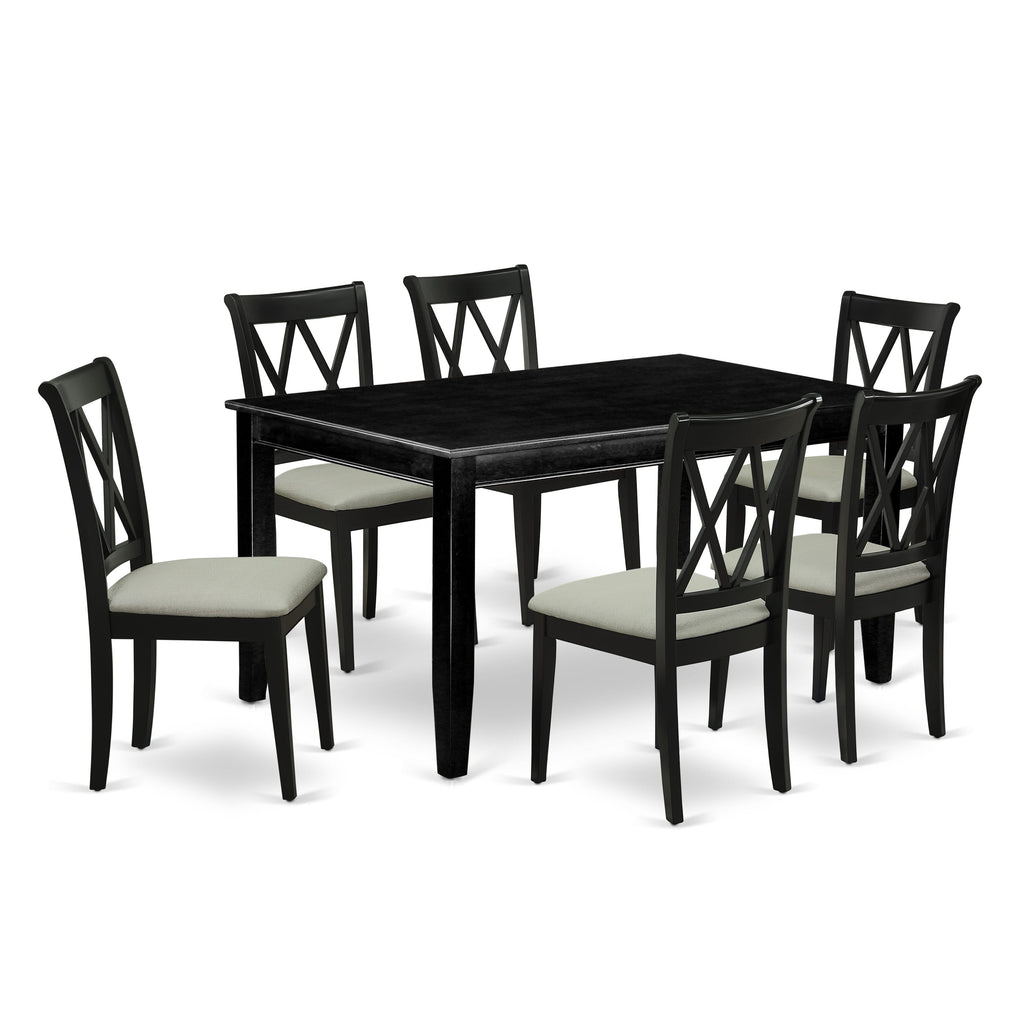 DUCL7-EB45-J Elevate Dining Flair 7-Piece Elegant Dining Set – Rectangle Table & 6 Chic Upholstered Seats, 36x60 in, Black Accents