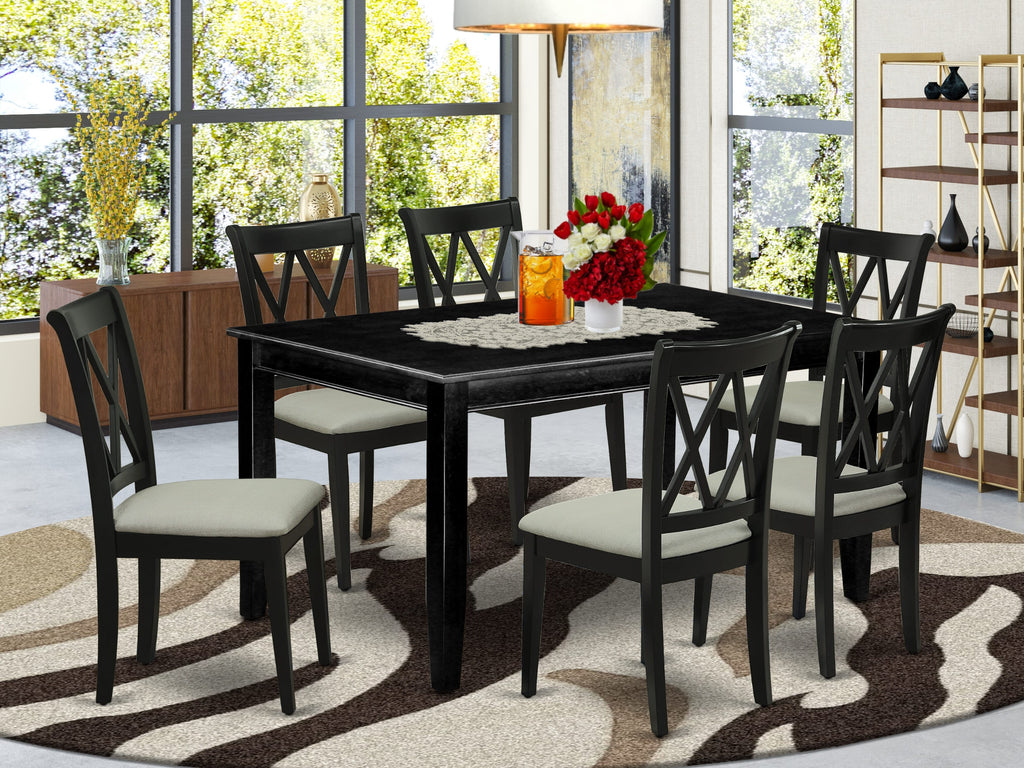 DUCL7-EB45-J Elevate Dining Flair 7-Piece Elegant Dining Set – Rectangle Table & 6 Chic Upholstered Seats, 36x60 in, Black Accents