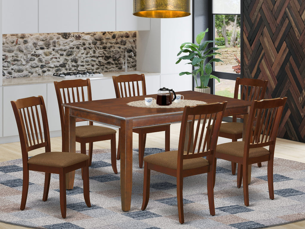 Discover the DUDA7-XXN-U Dining Ensemble 7-Piece Dining Room Set with Rectangular Table and 6 Stylish Chairs, 36x60 Inch, Rich Mahogany Finish