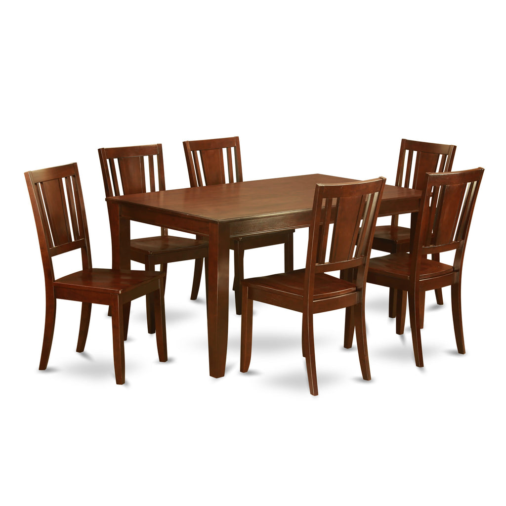 DUDL7-UDV-S Classic 7-Piece Dining Ensemble with Rectangular Table and Six Chairs, Mahogany Finish