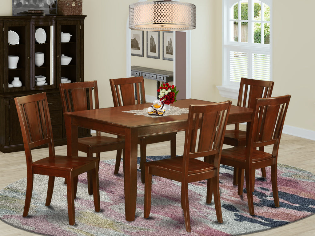 DUDL7-UDV-S Classic 7-Piece Dining Ensemble with Rectangular Table and Six Chairs, Mahogany Finish