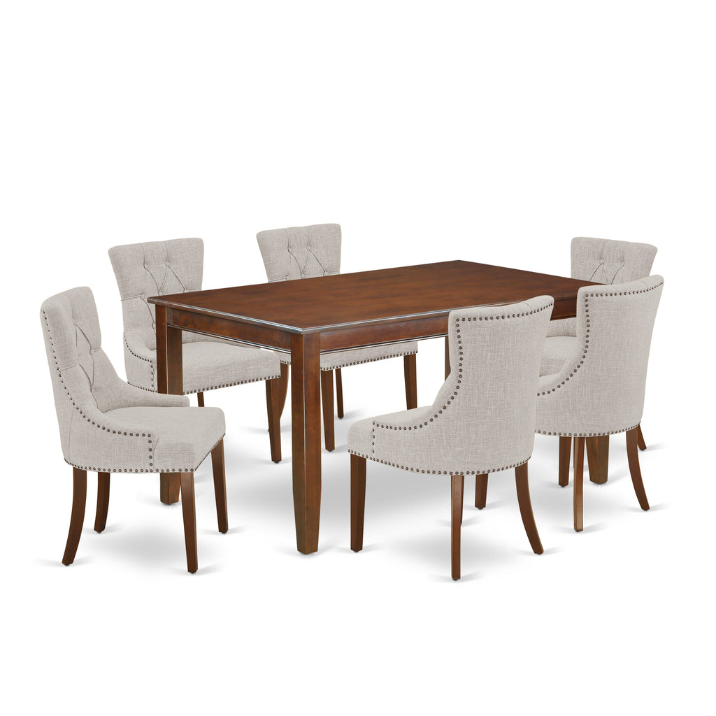 Elegant Dining Ensemble DUFR7-BHE-57 Luxurious 7-Piece Collection Featuring Mahogany Table & Plush Chairs