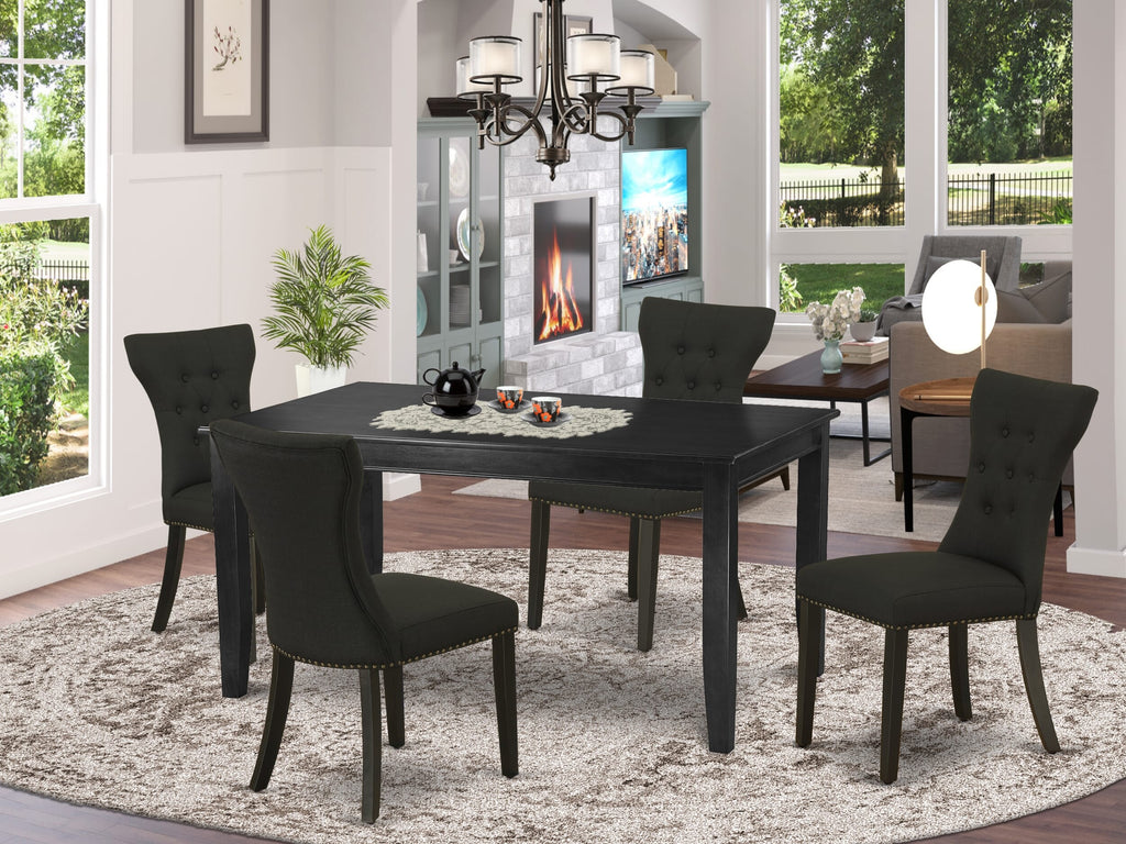 DUGA5 comprises a 5 Piece Dining Ensemble with Rectangle Table & 4 Parson Chairs