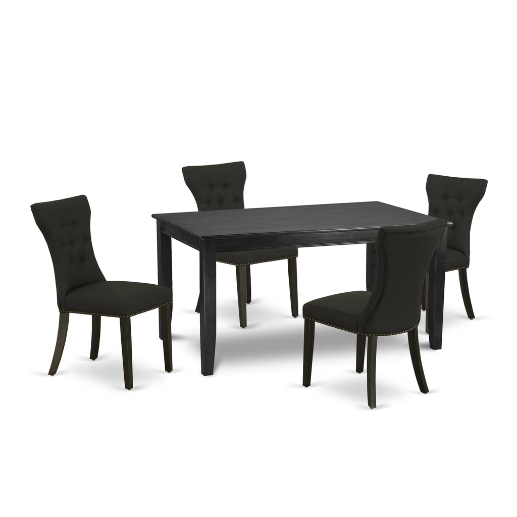 DUGA5 comprises a 5 Piece Dining Ensemble with Rectangle Table & 4 Parson Chairs