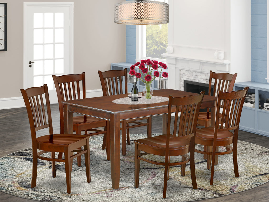 DUGR7-CHL-W Mahogany 7-Piece Dining Set with Rectangular Table and 6 Chairs, 36x60