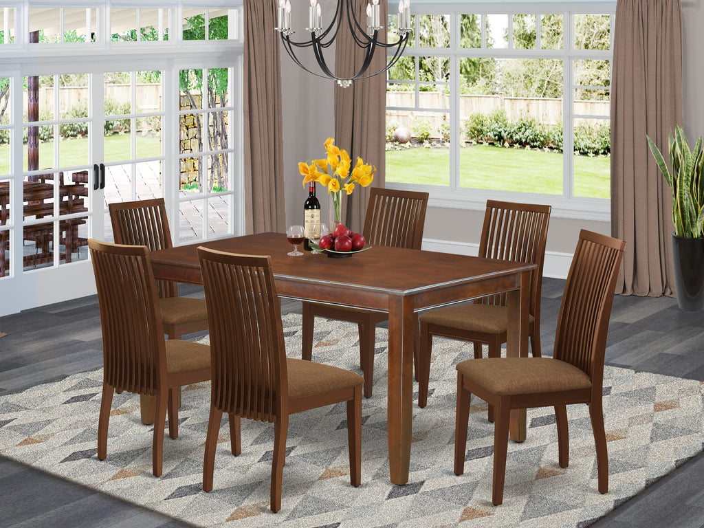 DUIP7-MBX-S Ultimate Dining Set 7-Piece Collection with Stylish Table and Plush Chairs for Elegant Dining, Rich Mahogany Finish