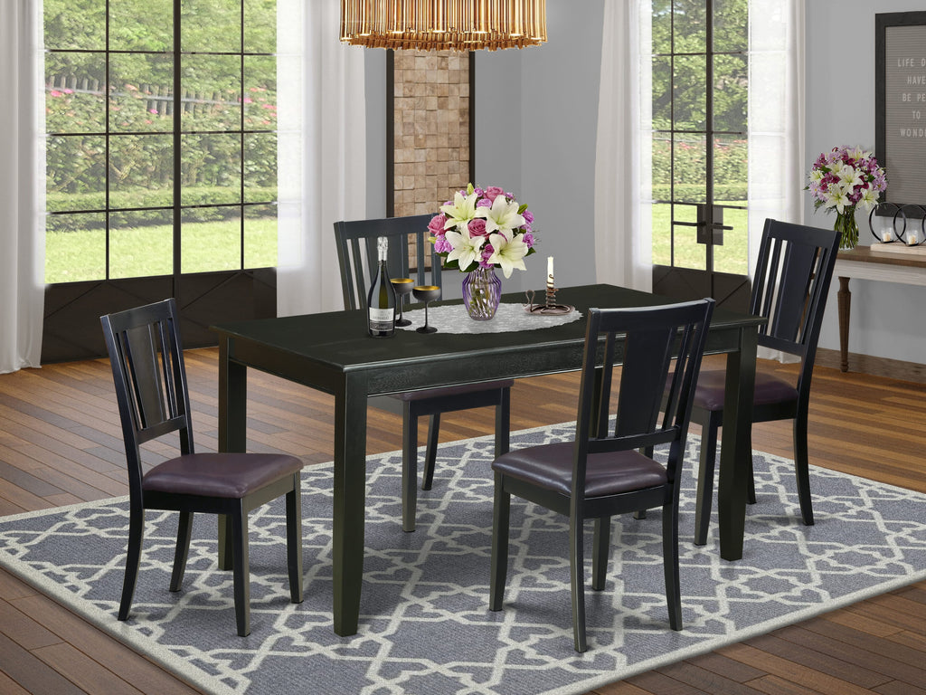 Wholesome Dining Ensemble DULE5-4GE-05 5-Piece Set with Rectangular Table & Comfy Faux Leather Seats
