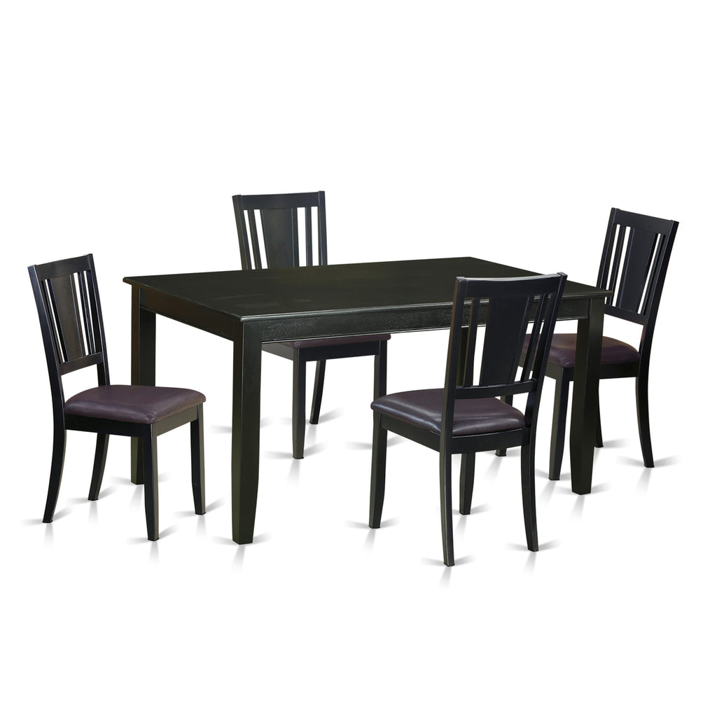 Wholesome Dining Ensemble DULE5-4GE-05 5-Piece Set with Rectangular Table & Comfy Faux Leather Seats
