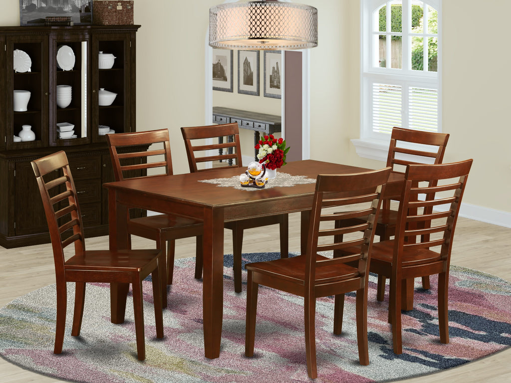 Dining Ensemble DUML7-ABC-3 7-Piece Mahogany Set with Rectangular Table & 6 Chairs, 36x60 inches