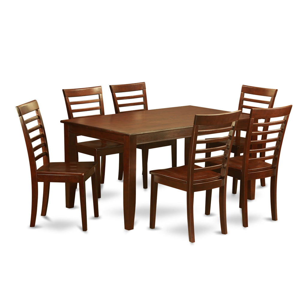 Dining Ensemble DUML7-ABC-3 7-Piece Mahogany Set with Rectangular Table & 6 Chairs, 36x60 inches