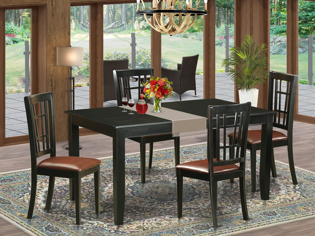 DUNI5-M2M-3S Chic 5-Single Collection Includes Table + 4 Chic Seats, Leather Touch, 36x60''
