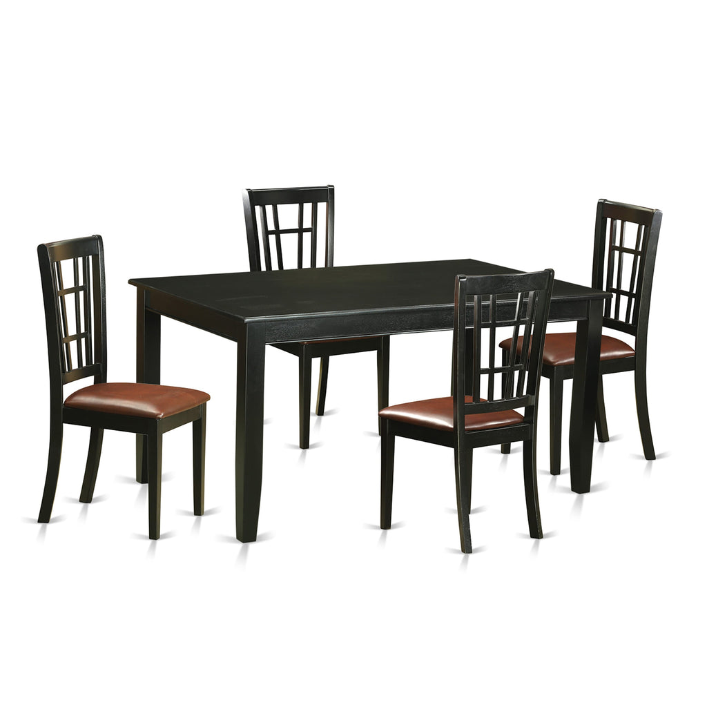 DUNI5-M2M-3S Chic 5-Single Collection Includes Table + 4 Chic Seats, Leather Touch, 36x60''