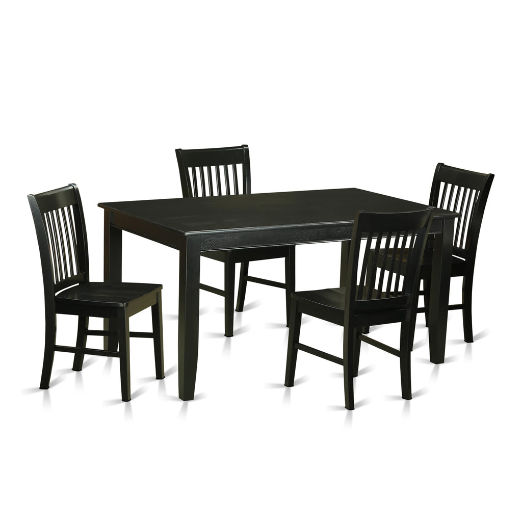 DUNO5-DKY-L 5-Piece Black Dining Set Features Rectangle Table with 4 Stylish Chairs, 36x60
