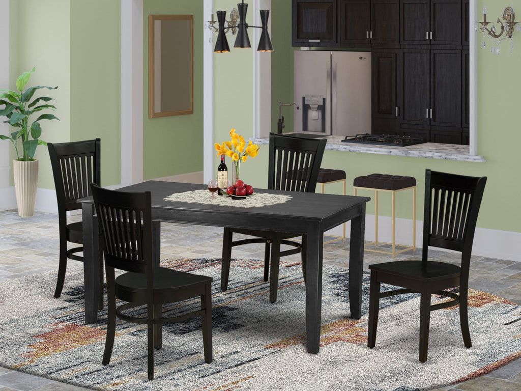 DUVA5-CGD-D 5-Piece Dining Room Ensemble Rectangular Table & 4 Chairs, Chic Black, 36x60