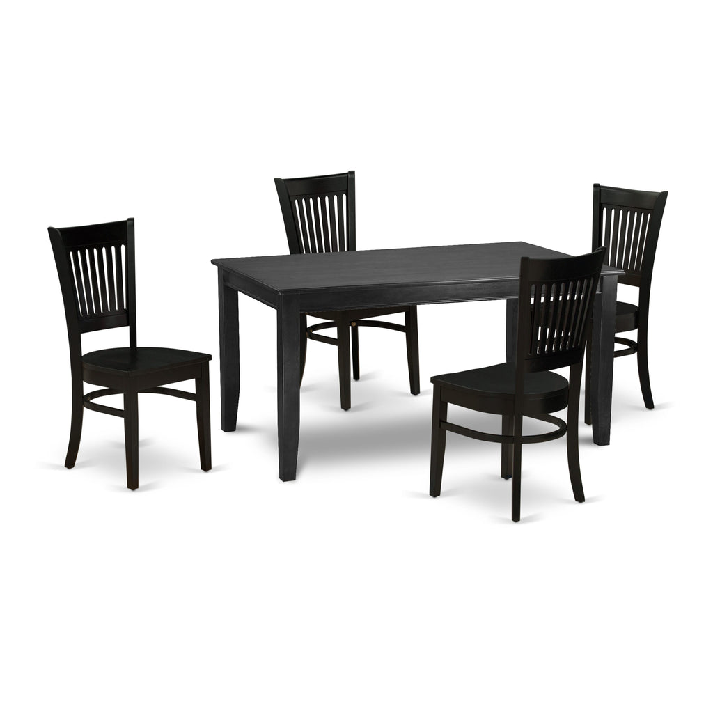 DUVA5-CGD-D 5-Piece Dining Room Ensemble Rectangular Table & 4 Chairs, Chic Black, 36x60