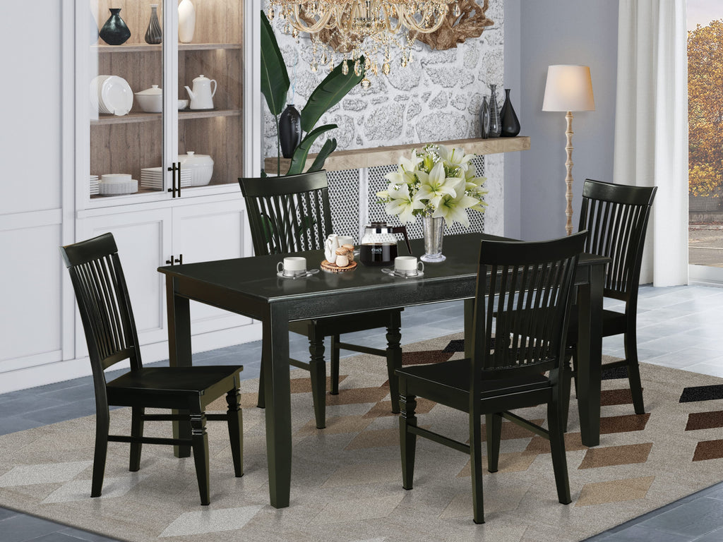 DUWE5-NI9-A Stunning 5-Piece Dining Suite Rectangle Table & 4 Chairs, Sleek 36x60 Design, Noir Style