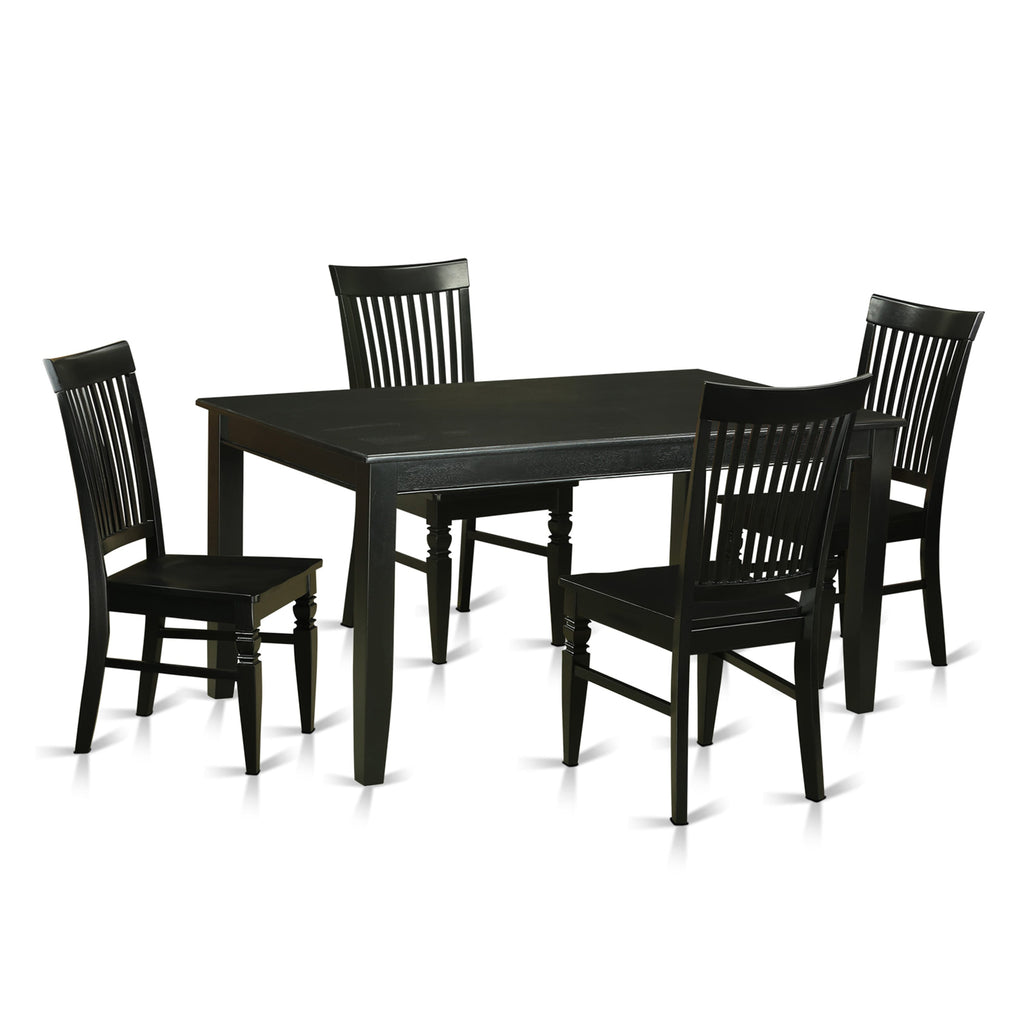 DUWE5-NI9-A Stunning 5-Piece Dining Suite Rectangle Table & 4 Chairs, Sleek 36x60 Design, Noir Style