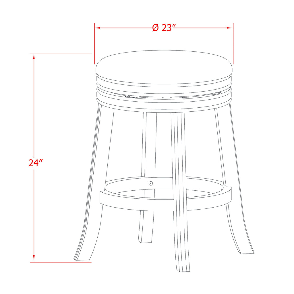 DVS026-98A Stellar Round Backless Counter Stool, Vegas Gold Vinyl, 24 Height, Oak Frame