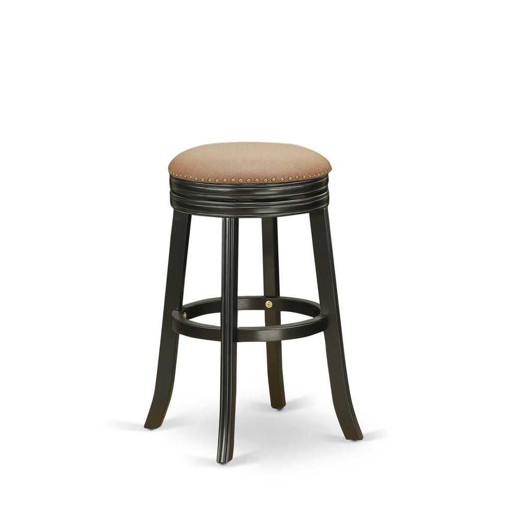 Upgrade Your Bar Experience with DVS03M-IW5 Round Counter Stool in Brown Roast PU & Black Finish – 30 Height