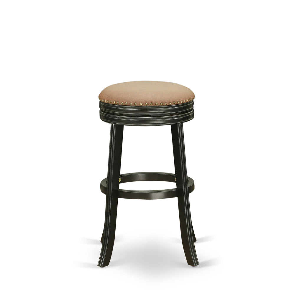 Upgrade Your Bar Experience with DVS03M-IW5 Round Counter Stool in Brown Roast PU & Black Finish – 30 Height