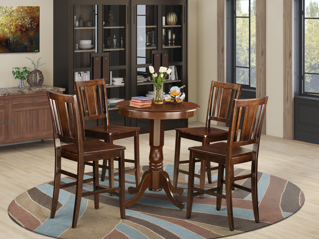 Exclusive 5-Piece EDBU5-0V8-1 Set with Mahogany Round Table and Chairs for Dining Elegance