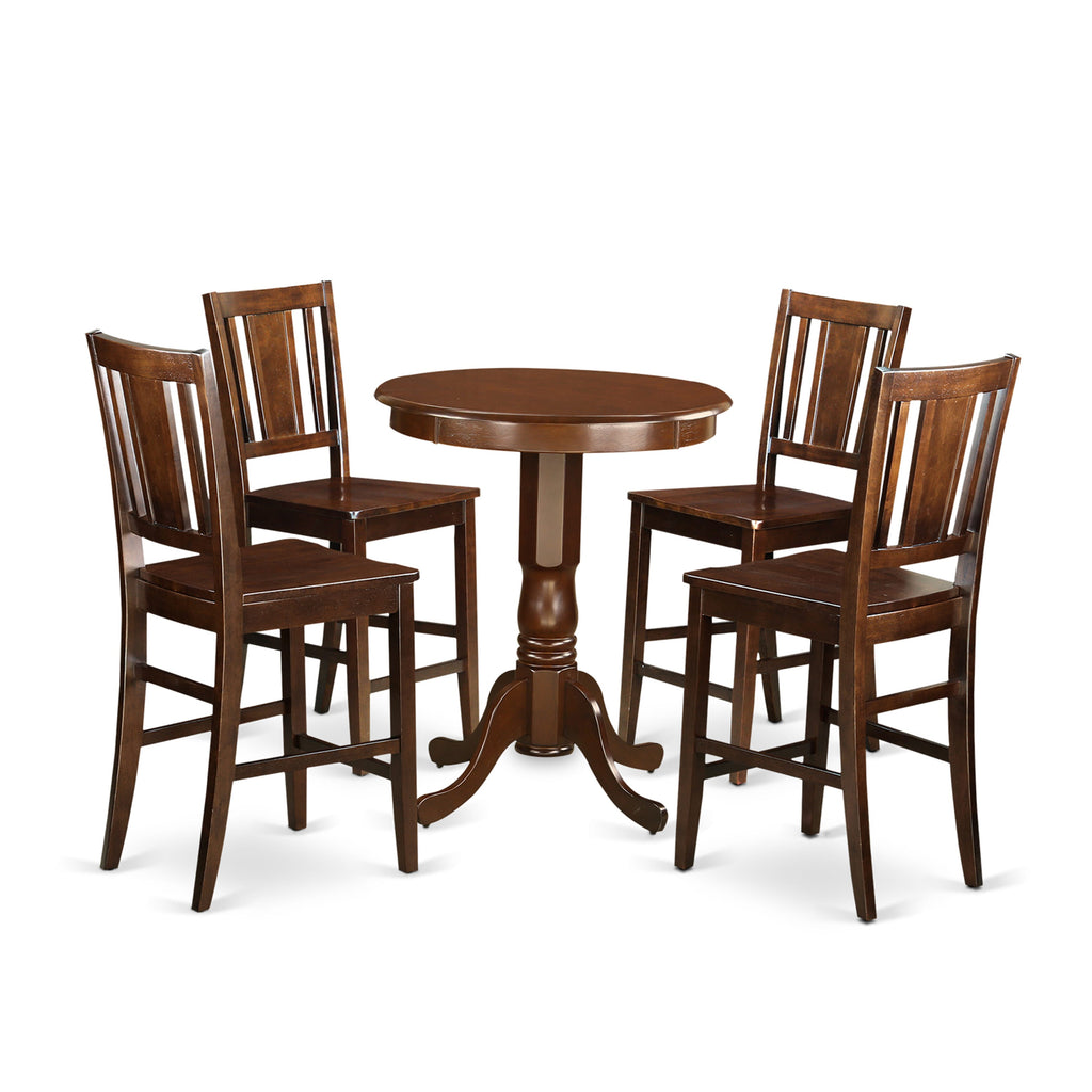 Exclusive 5-Piece EDBU5-0V8-1 Set with Mahogany Round Table and Chairs for Dining Elegance
