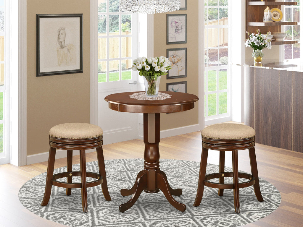 EDD9-EA3, Compact Dining Ensemble Round Table & 2 No-Back Stools, New Space Solution