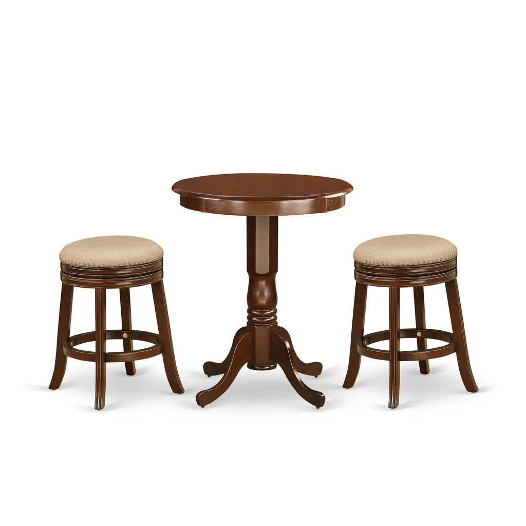 EDD9-EA3, Compact Dining Ensemble Round Table & 2 No-Back Stools, New Space Solution