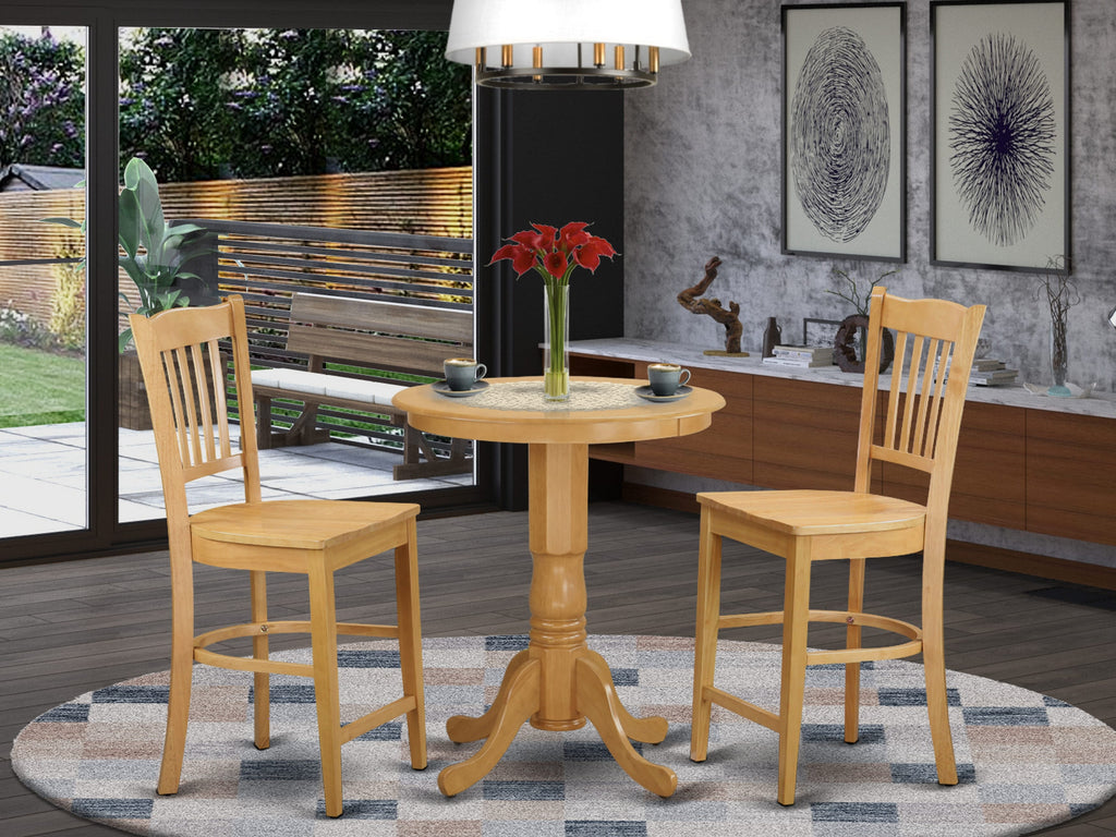 Elegant Dining Ensemble EDGR3-5FH-5 Round Table & Chairs for Stylish Kitchens, Oak Pedestal Design