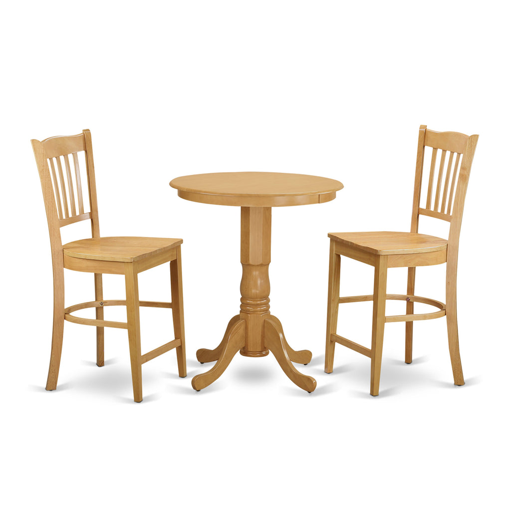Elegant Dining Ensemble EDGR3-5FH-5 Round Table & Chairs for Stylish Kitchens, Oak Pedestal Design