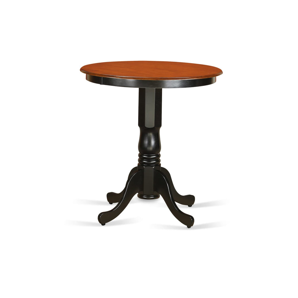 EDFA3-MUQ-E 3-Piece Cozy Dining Set with Pedestal Table & Two Chairs in Black & Cherry, Ideal for Smaller Spaces