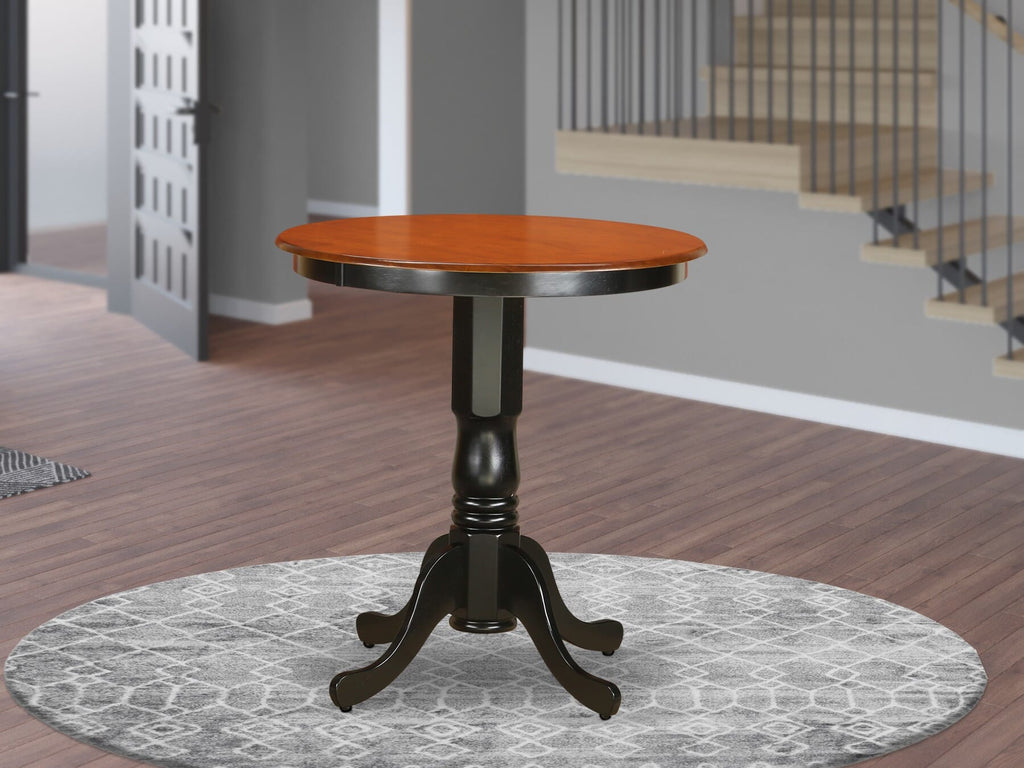 Stylish Black & Cherry Round Table with Pedestal Base -  EDT-BPA-MU, 30 Inch Dining Surface