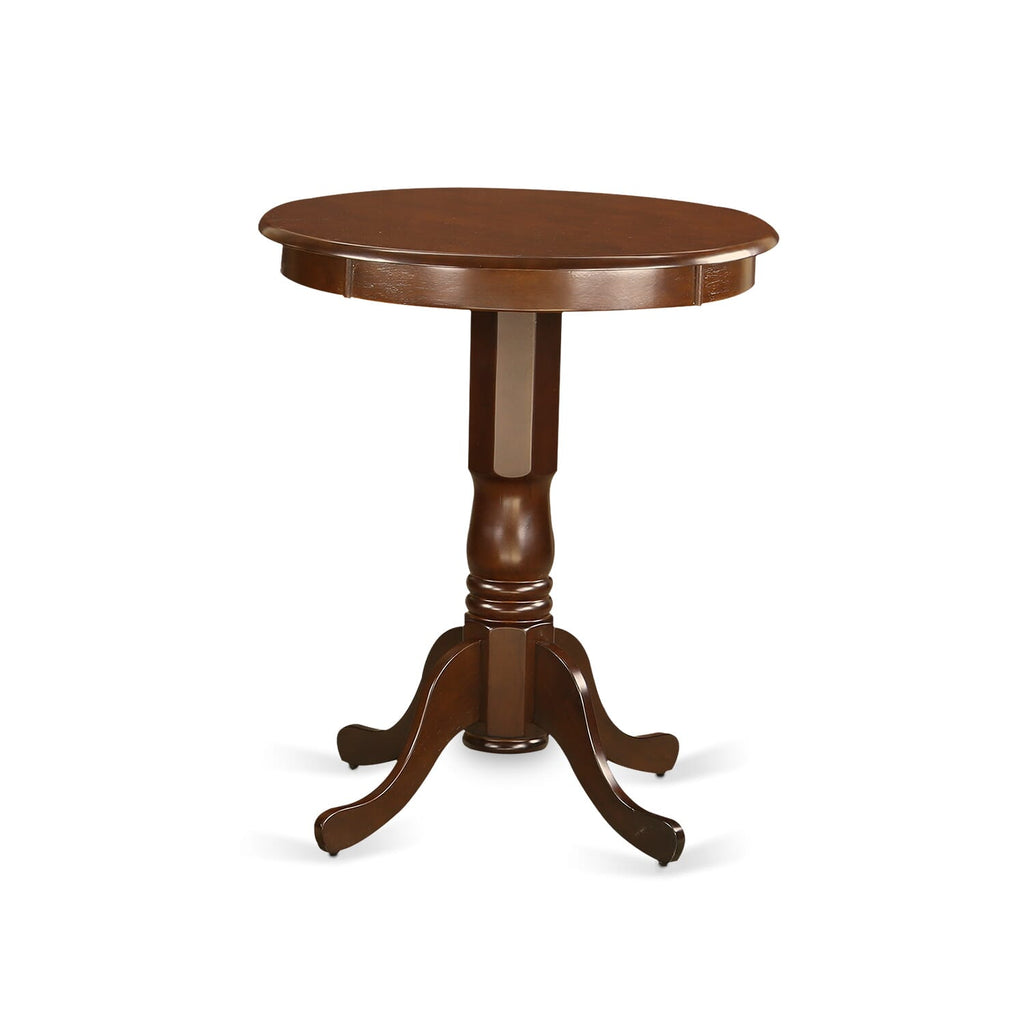 5 Piece Counter Height Dining Set EDVN5-5RV-K Round Wooden Table & 4 Upholstered Chairs, Mahogany Elegance