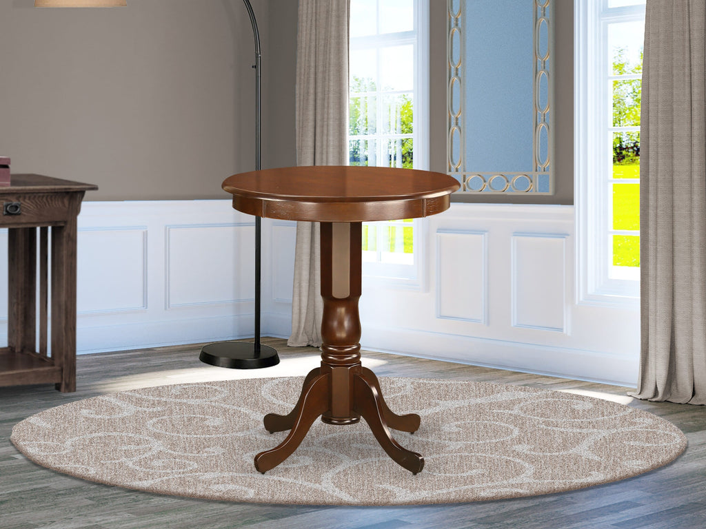 EDT-MBX-2Z Stunning Mahogany Finish Counter Table with Round Pedestal Base, 30x30 Dining Surface
