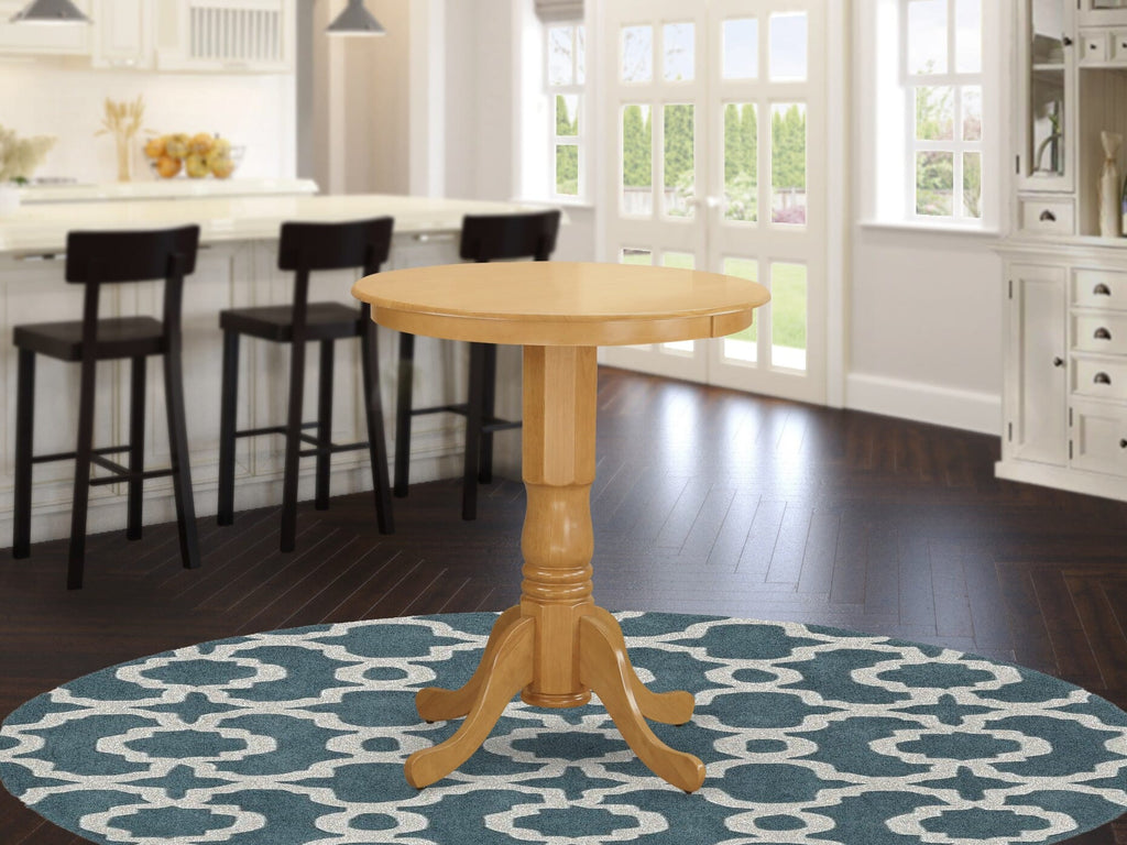 EDT-O25-OY Round Pedestal Counter Dining Table 30x30 Inches with Oak Finish