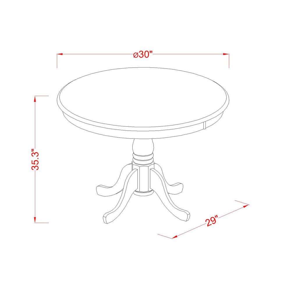 EDAM3-D67-DA 3-Piece Dining Set Round Pedestal Table & Two Stools, Brown
