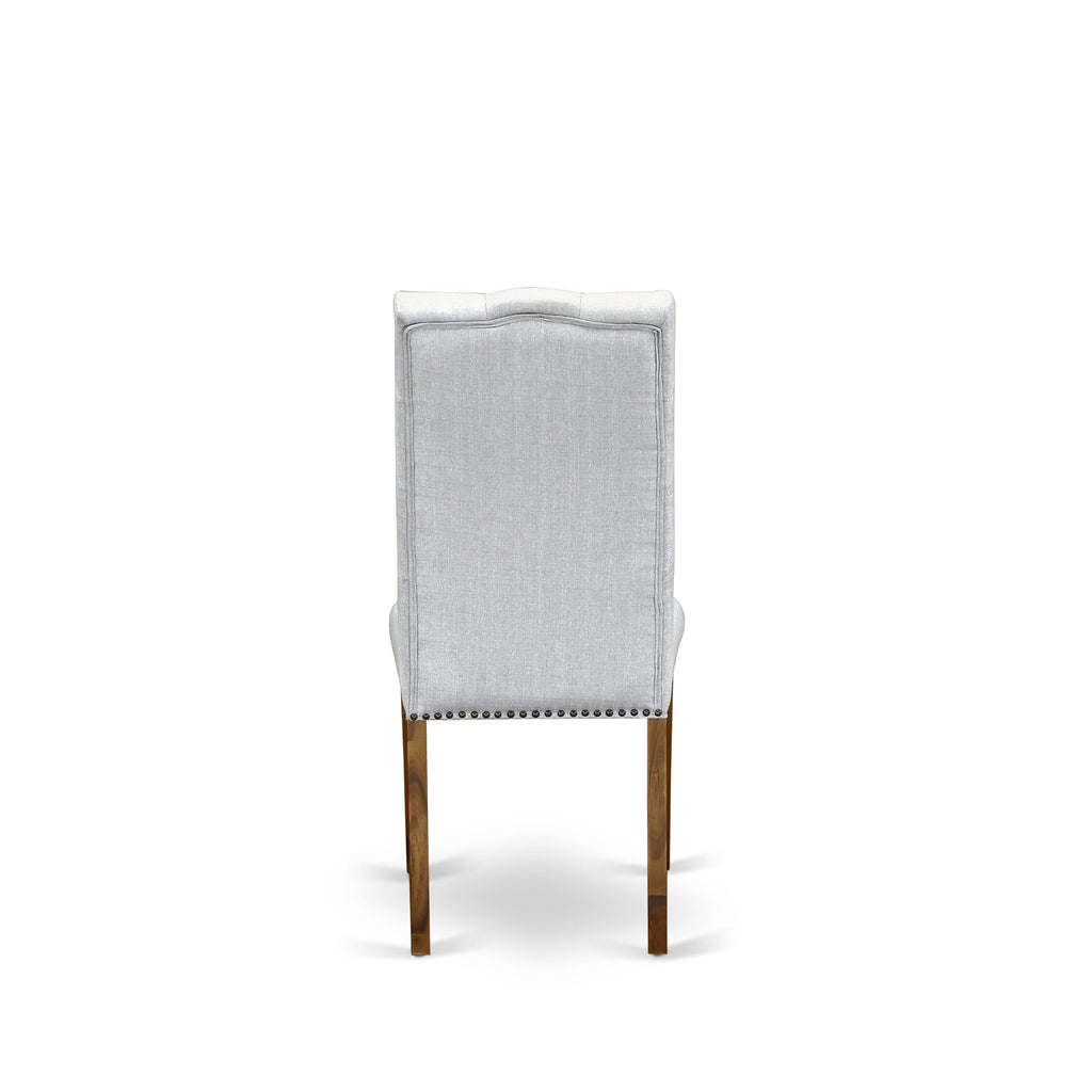 LAEL7-0V-6N 7-Piece Dining Group Rectangle Extendable Wood Table, Grey Linen Chairs, Jacobean