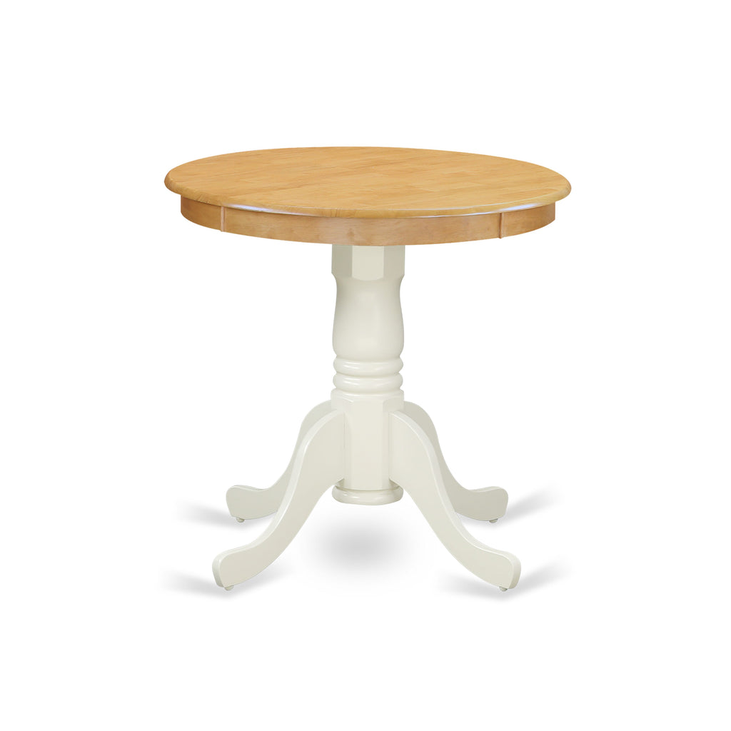 EMT-O0S-KQ Eden Round Dining Table with Pedestal Base, Oak & Linen, 30x30 Inch Kitchen Piece