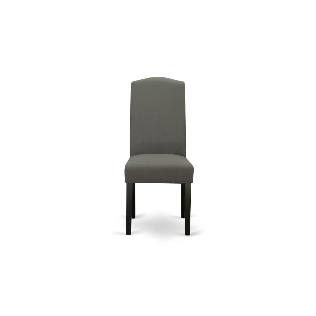 ENP1B2G Set of Two Elegant Parson Dining Chairs with Dark Gotham Upholstery & Nailhead Design, Black Exterior