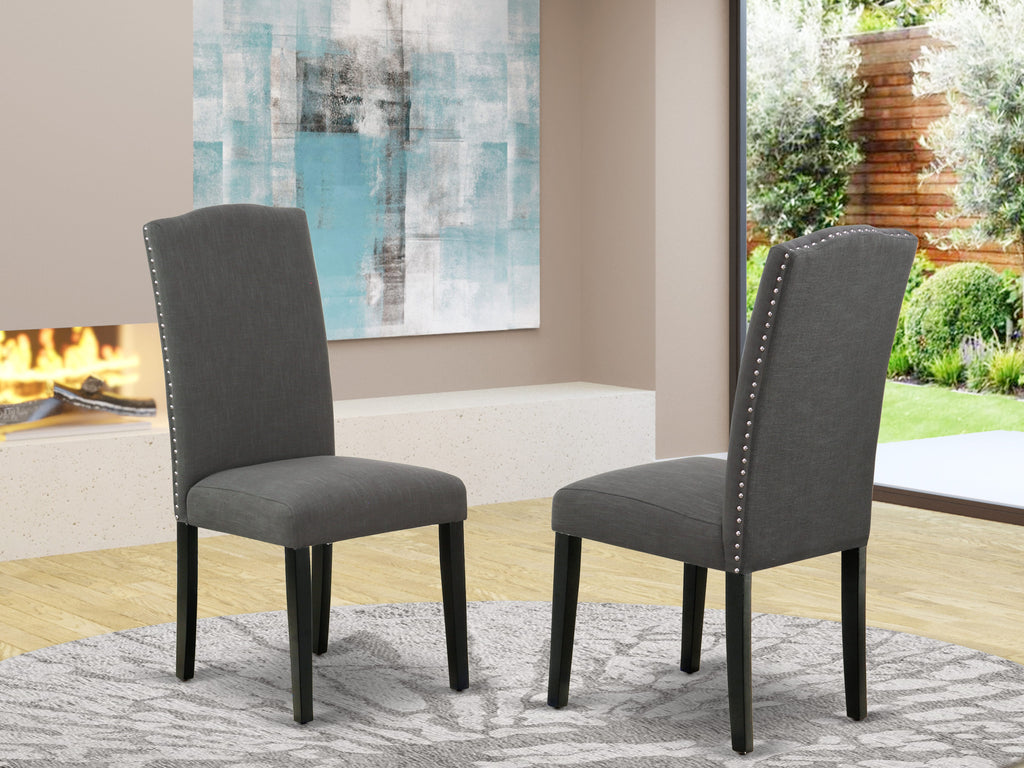 ENP1TQ6 Dine-Style Black Linen with Studded Accents - 2 Chair Set for Parson Dining Room