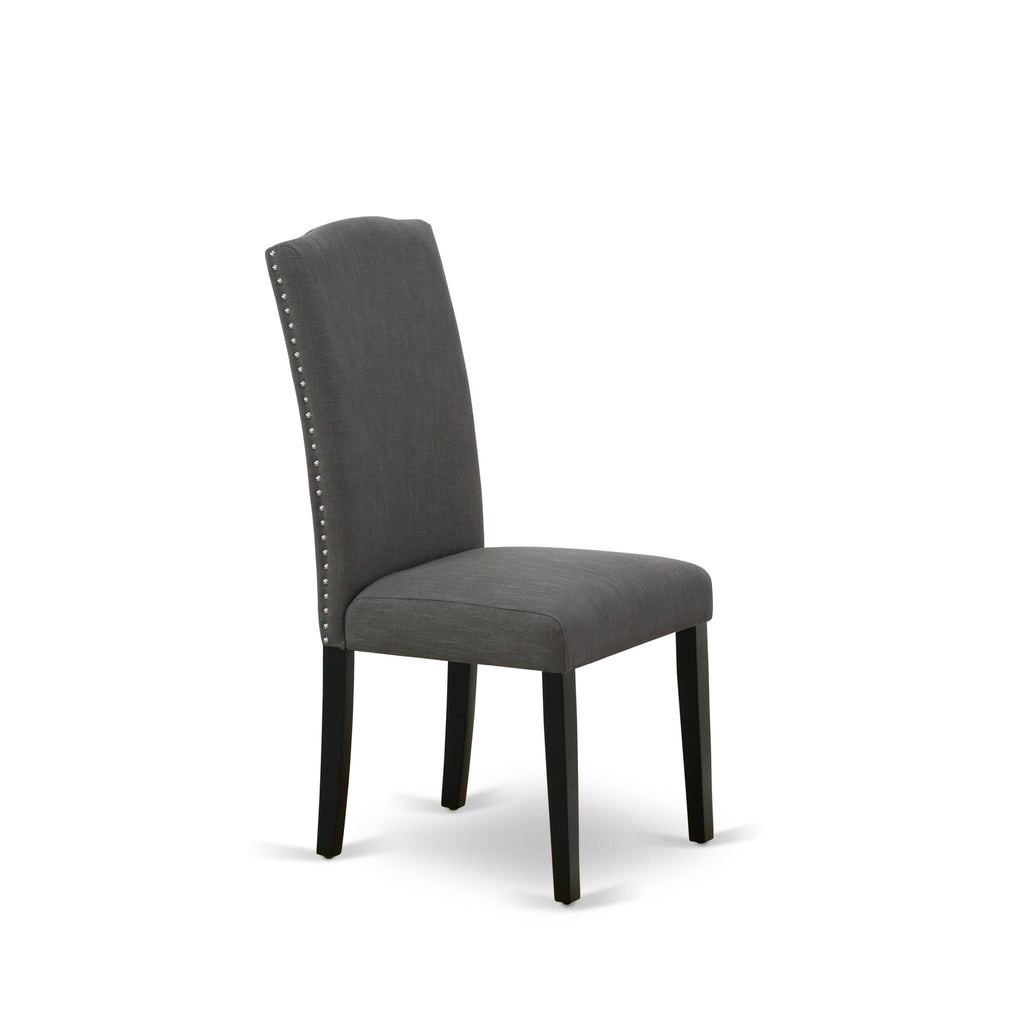 ENP1TQ6 Dine-Style Black Linen with Studded Accents - 2 Chair Set for Parson Dining Room