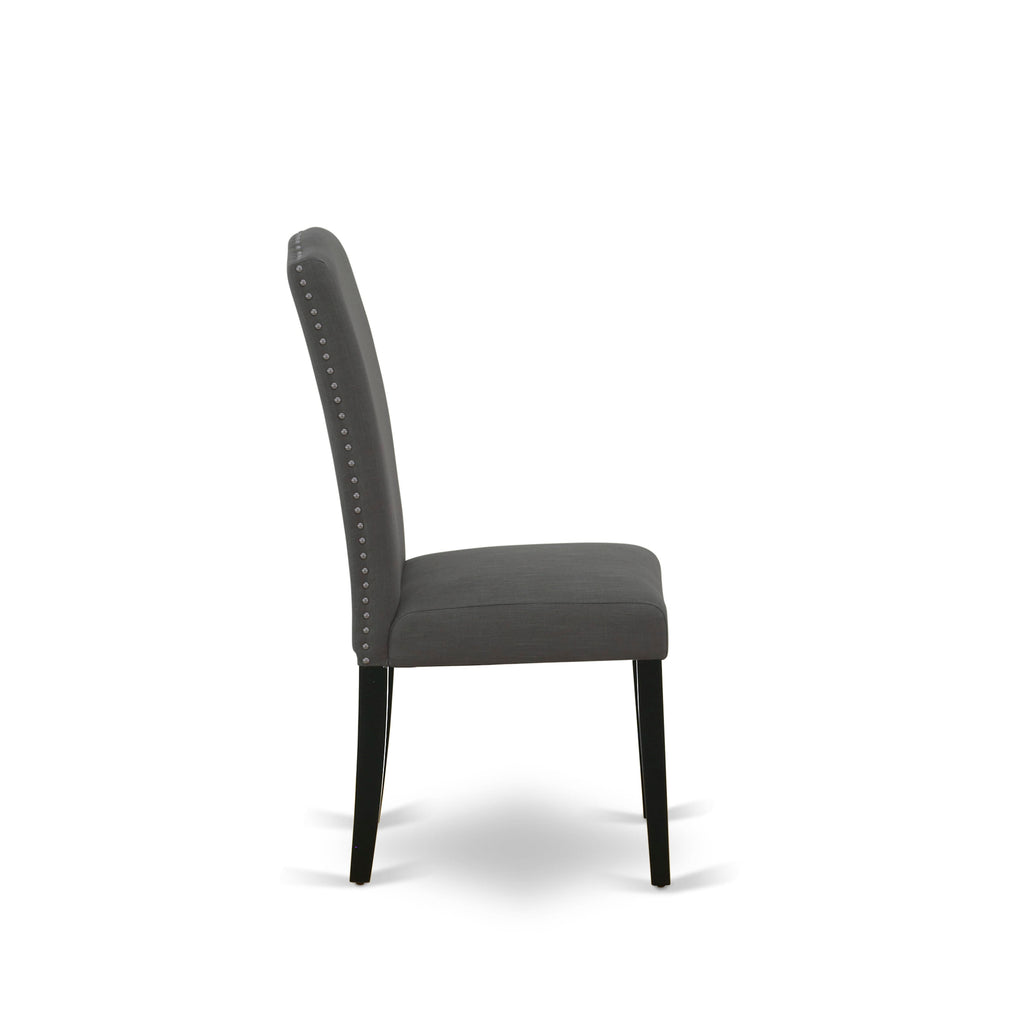 ENP1TQ6 Dine-Style Black Linen with Studded Accents - 2 Chair Set for Parson Dining Room