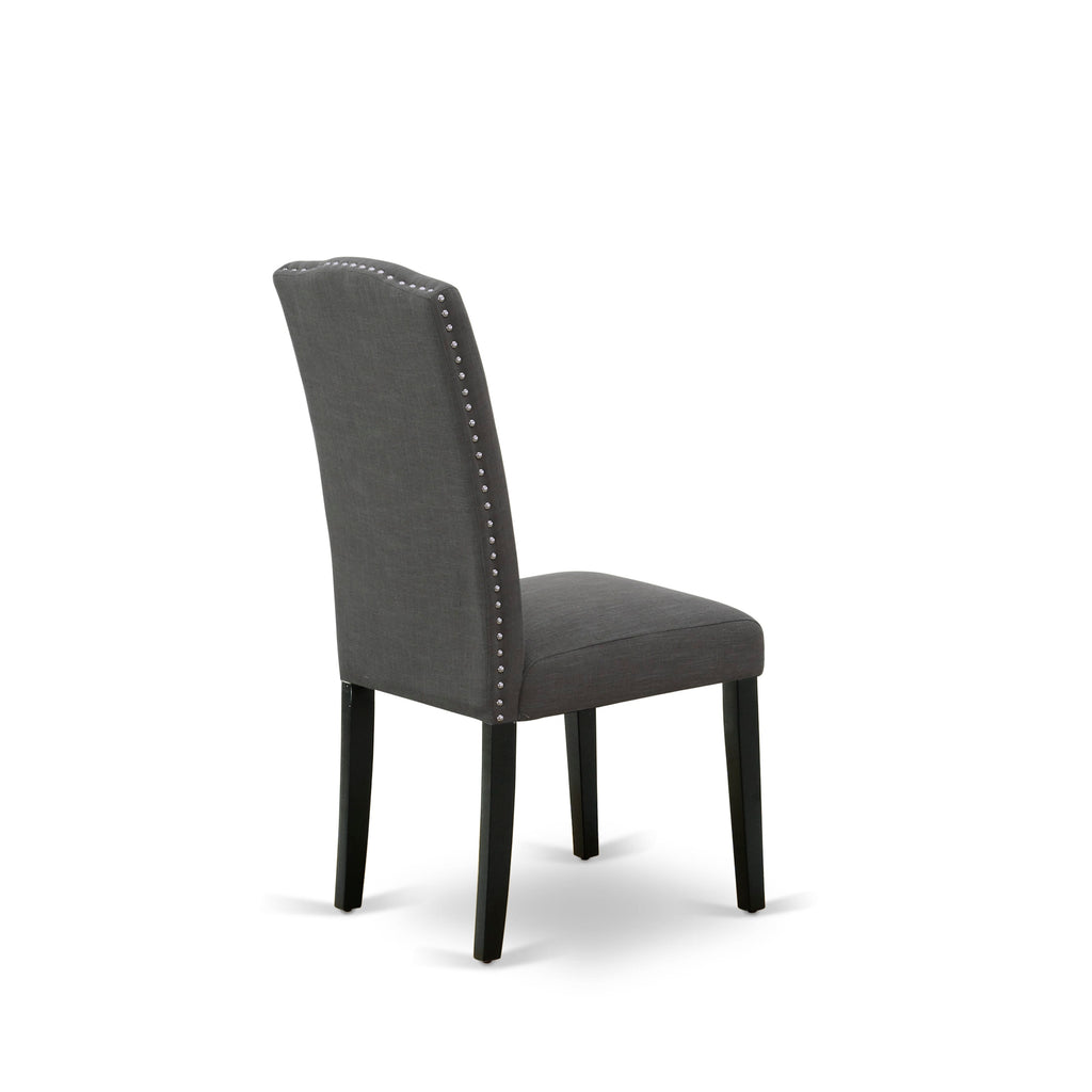 ENP1TQ6 Dine-Style Black Linen with Studded Accents - 2 Chair Set for Parson Dining Room