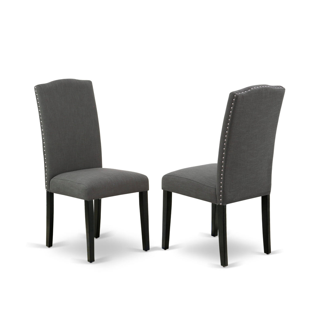 ENP1TQ6 Dine-Style Black Linen with Studded Accents - 2 Chair Set for Parson Dining Room