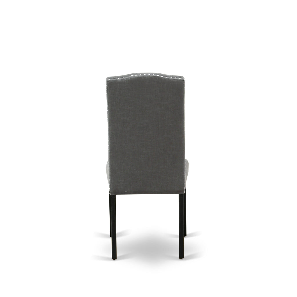 ENP1TQ6 Dine-Style Black Linen with Studded Accents - 2 Chair Set for Parson Dining Room