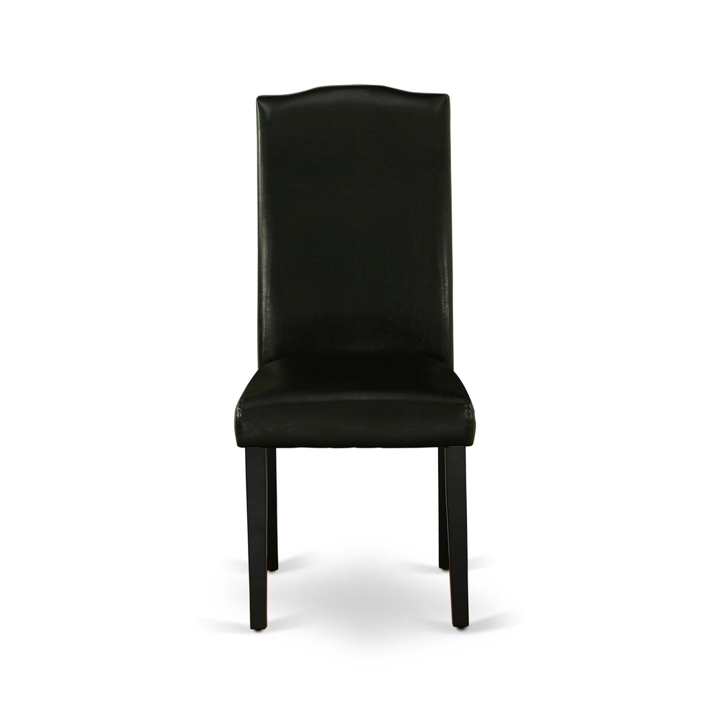 ENP1TYK Parson Dining Set - Stylish Nailhead Faux Leather Black Chairs Duo