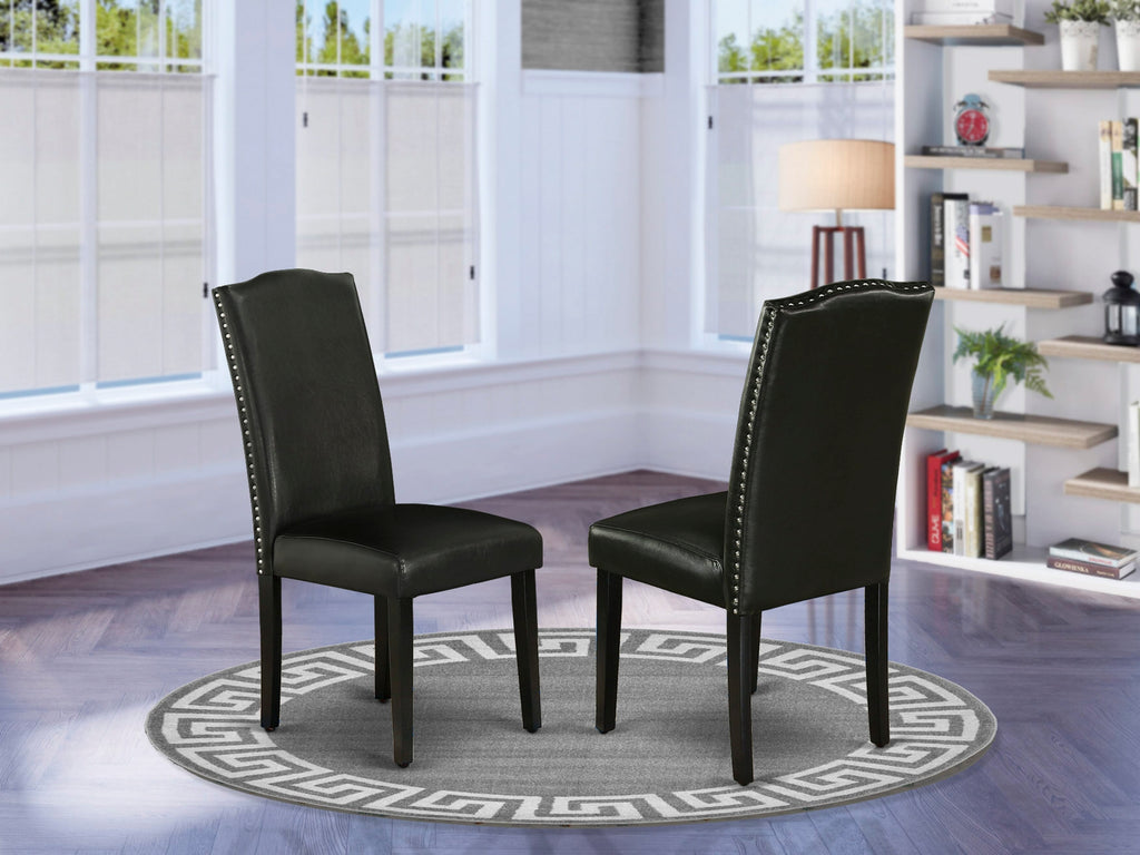 ENP1TYK Parson Dining Set - Stylish Nailhead Faux Leather Black Chairs Duo