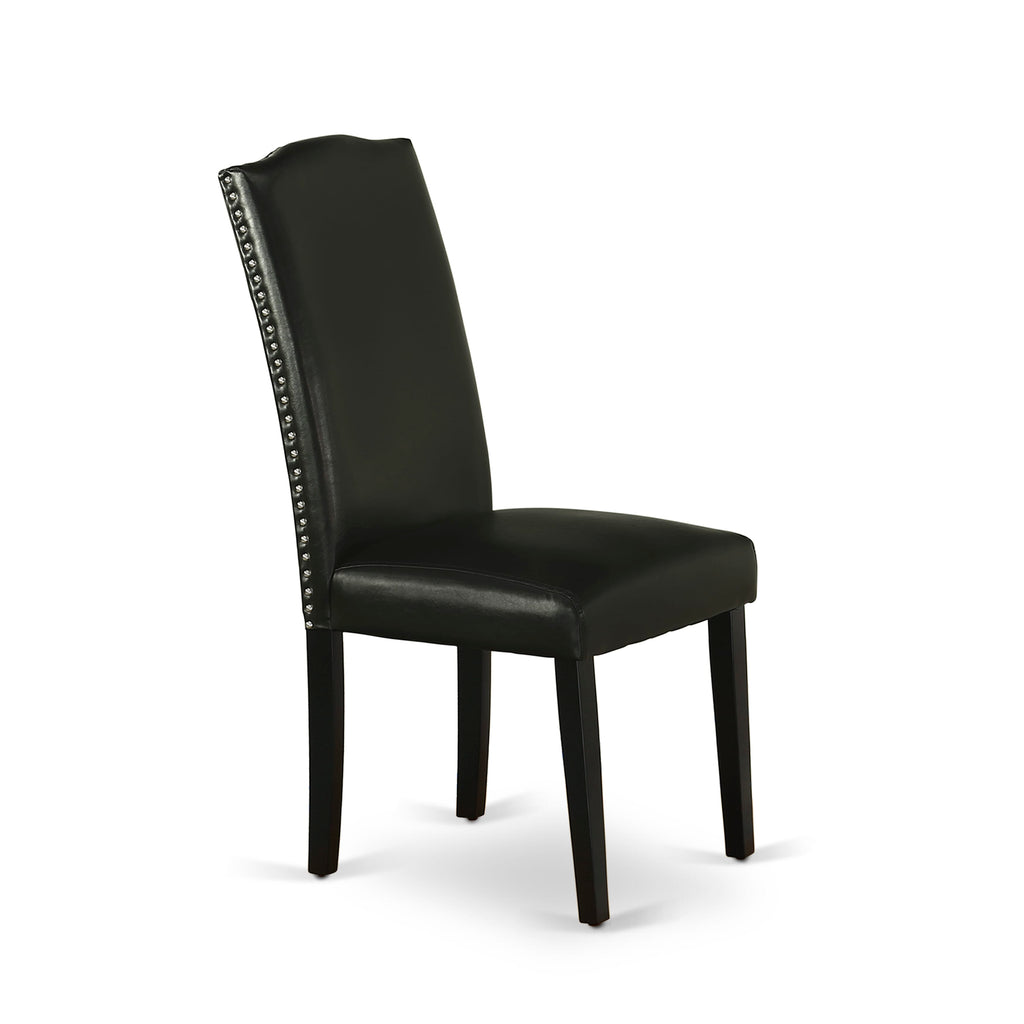 ENP1TYK Parson Dining Set - Stylish Nailhead Faux Leather Black Chairs Duo