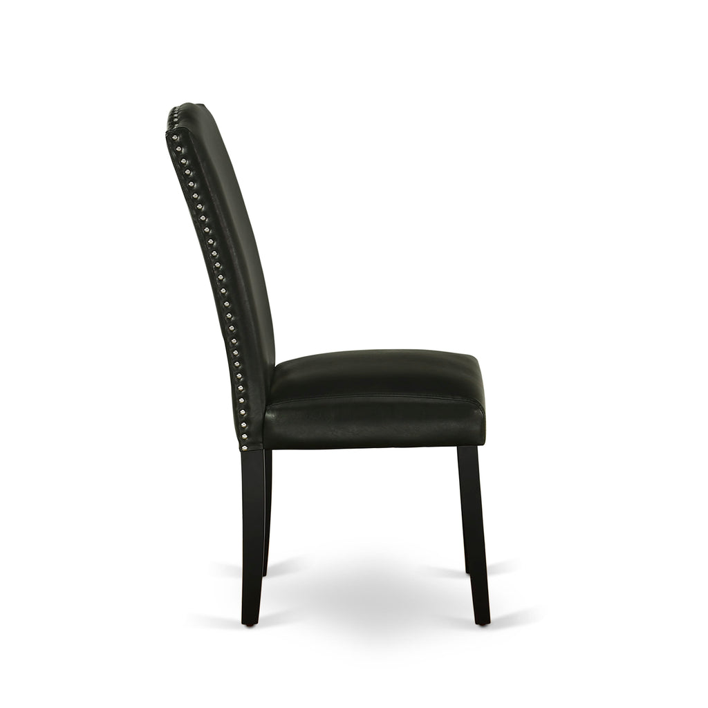 ENP1TYK Parson Dining Set - Stylish Nailhead Faux Leather Black Chairs Duo