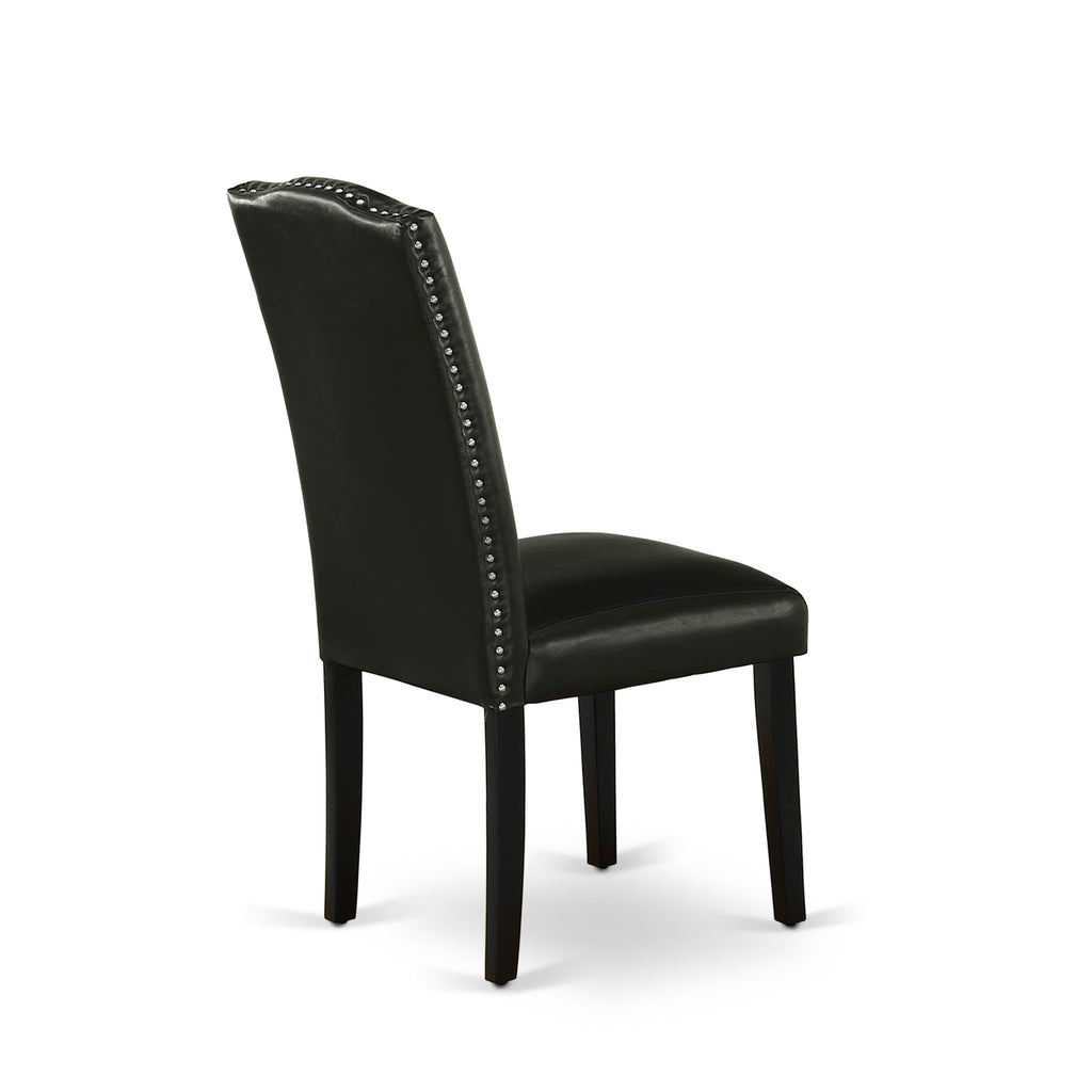ENP1TYK Parson Dining Set - Stylish Nailhead Faux Leather Black Chairs Duo